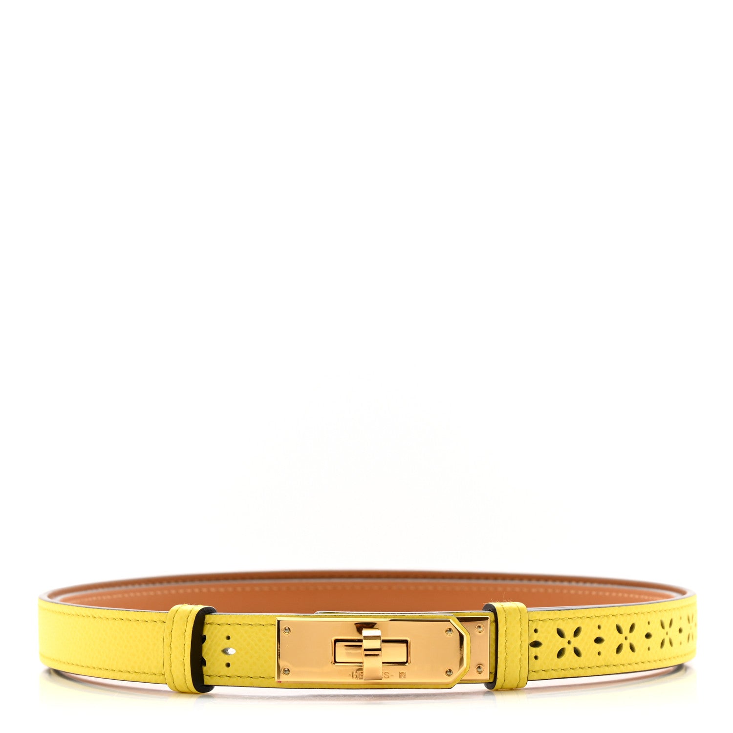 Hermes Epsom Perforated Kelly Garden Party 18 Belt Jaune Citron 1 of 5