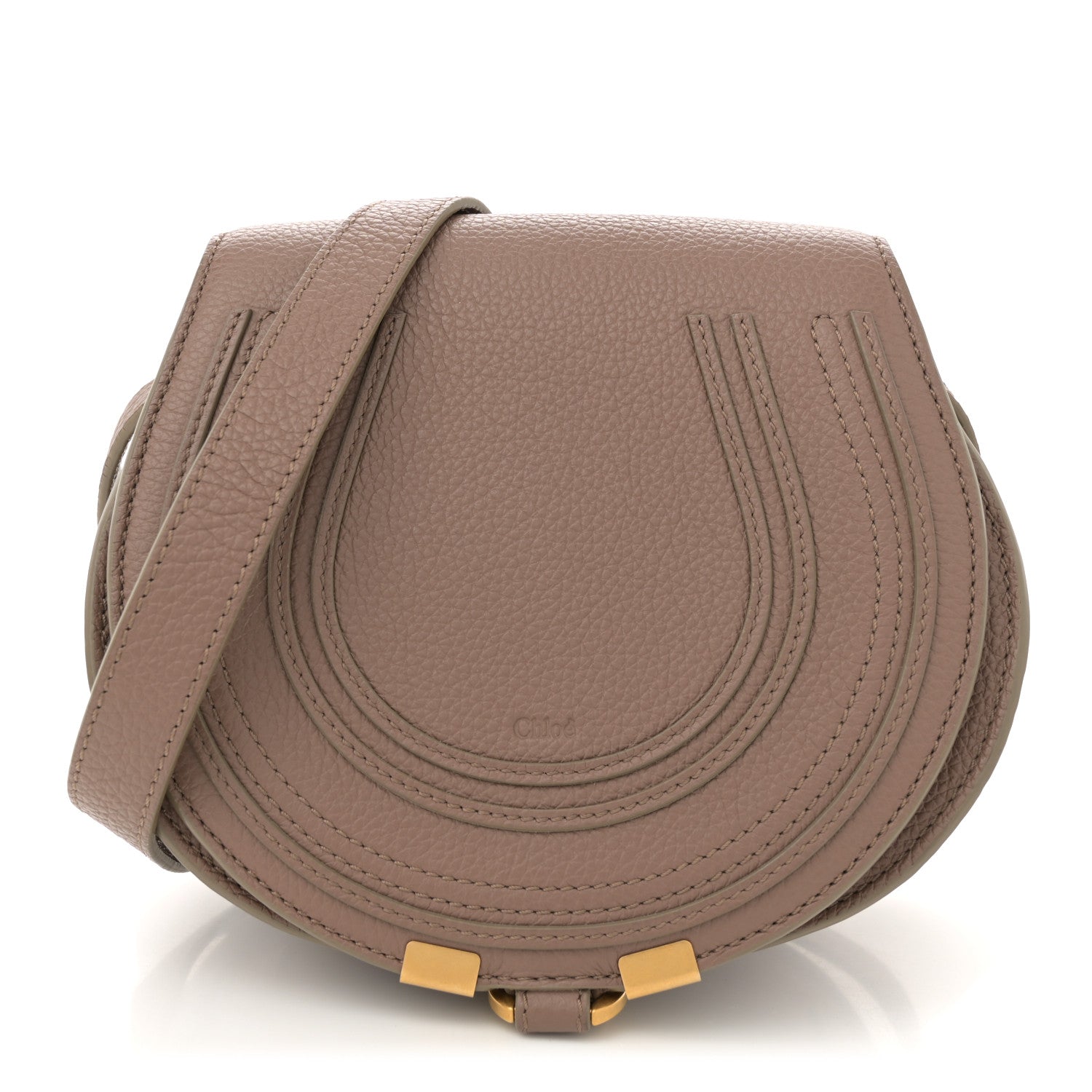Chloe Calfskin Mini Marcie Round Crossbody Bag Nut 1 of 11