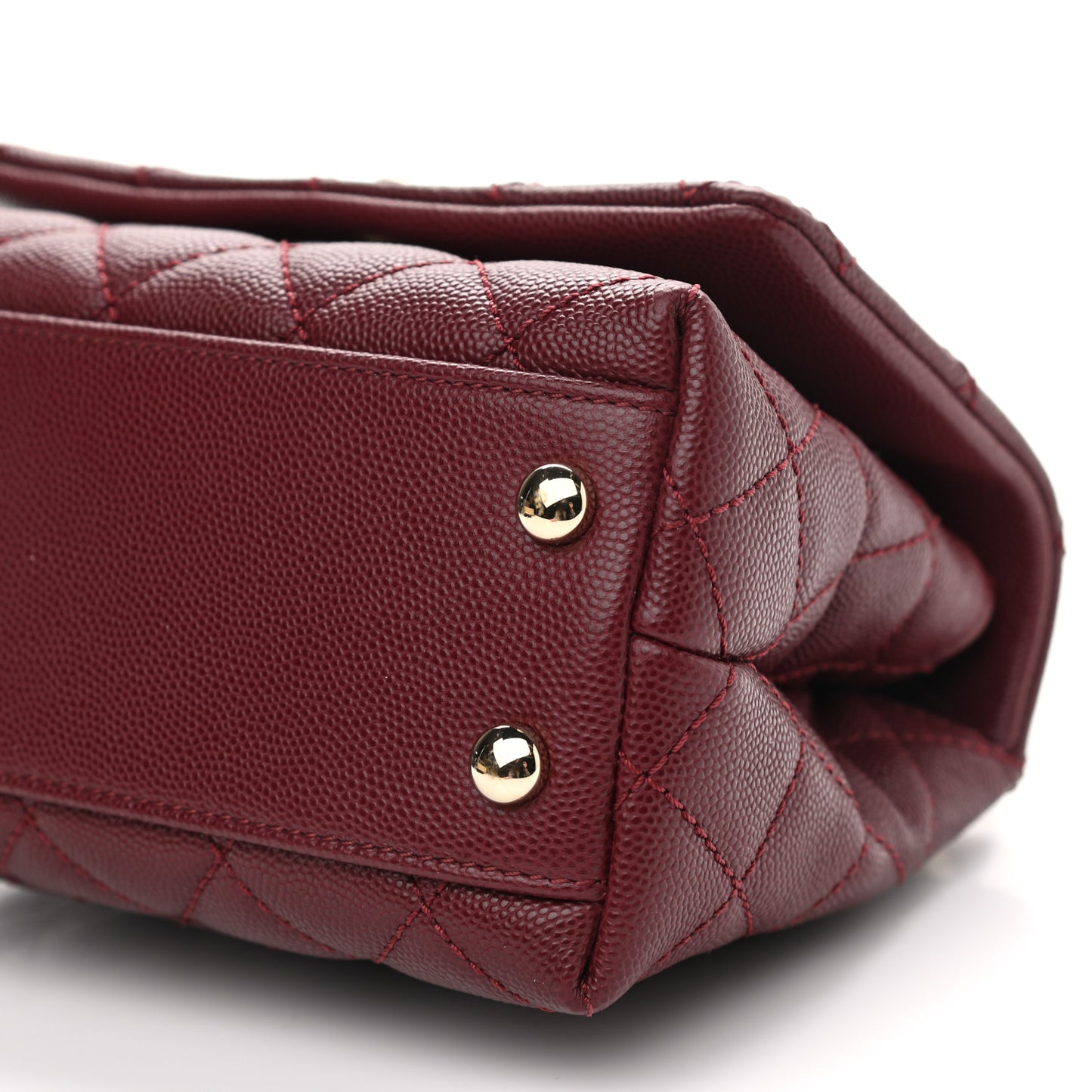 Caviar Quilted Extra Mini Coco Handle Flap Burgundy