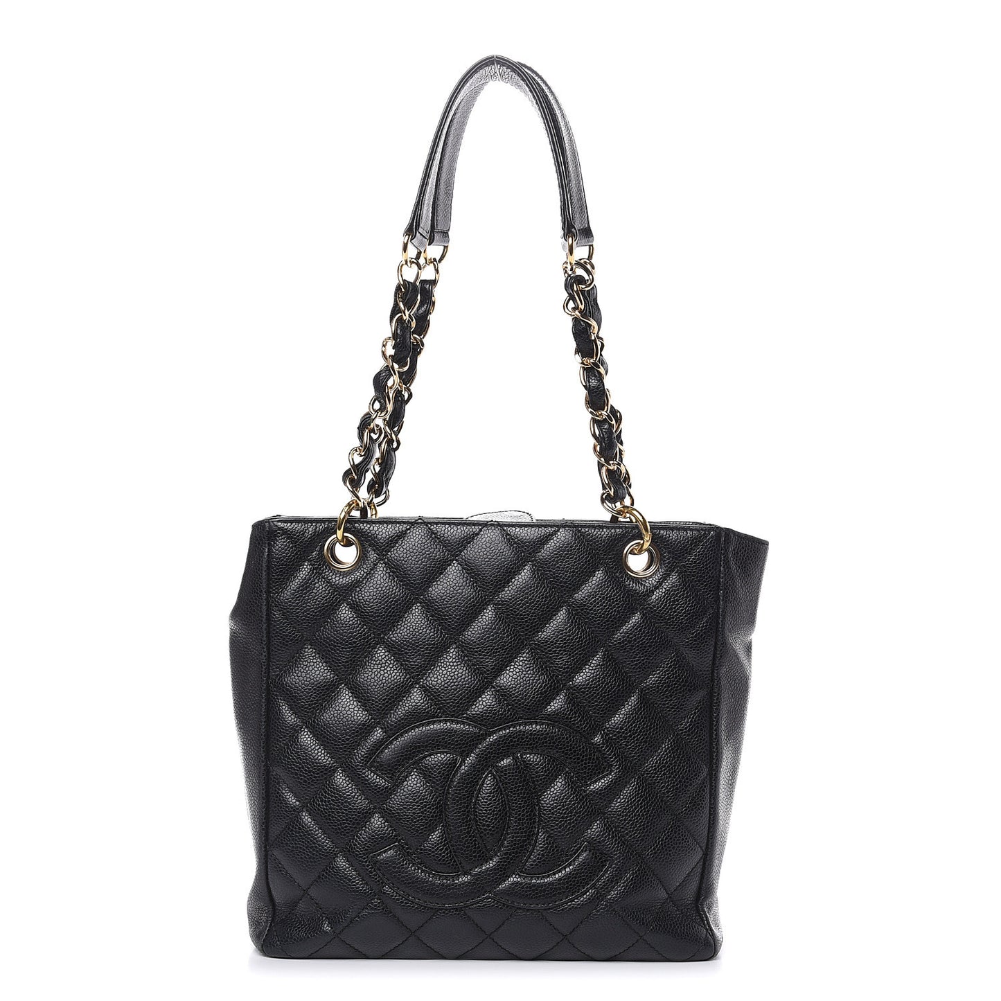 Caviar Quilted Petit Shopping Tote PST Black