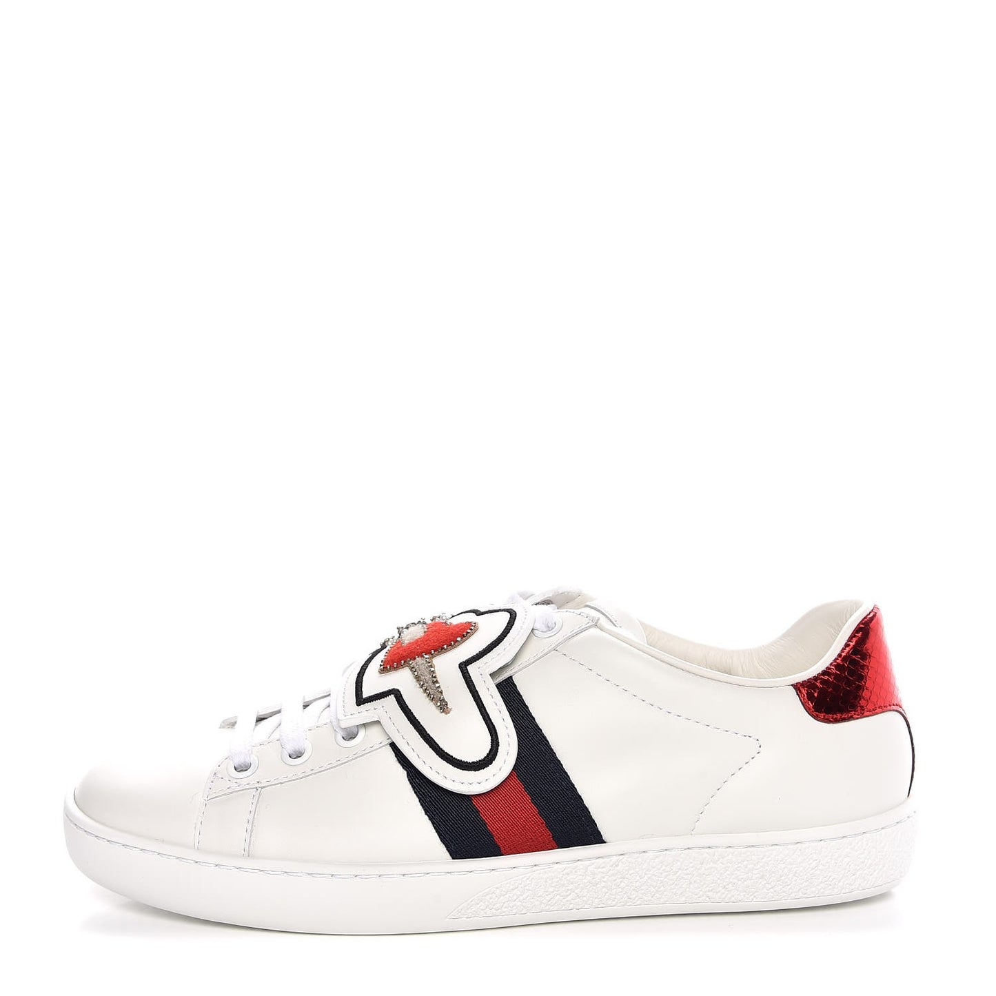 Calfskin Ayers Web Dagger Embroidered Ace Sneakers 37 White