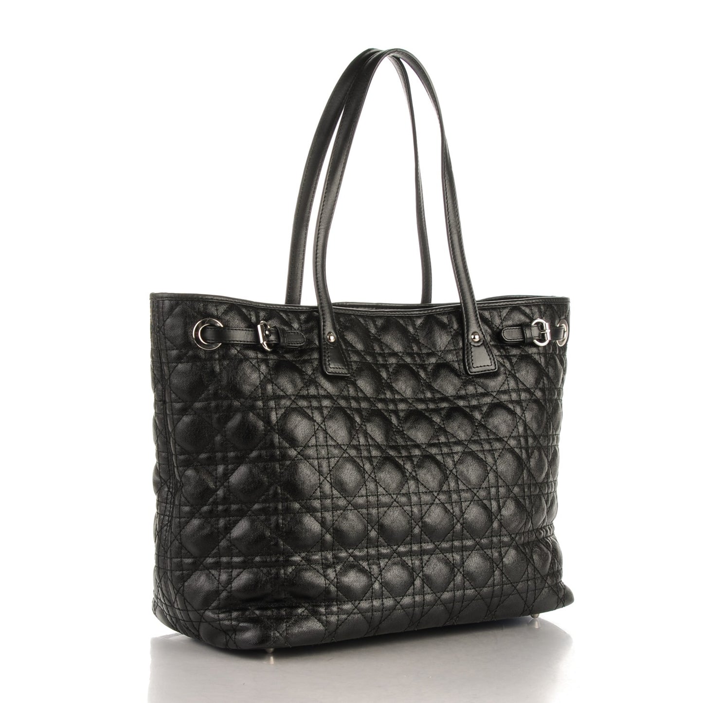 Coated Canvas Cannage Medium Panarea Tote Black