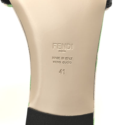 Fendi Canvas Rose Logo Embroidered Flat Slide Sandals 41 Bouquet Black 14 of 18