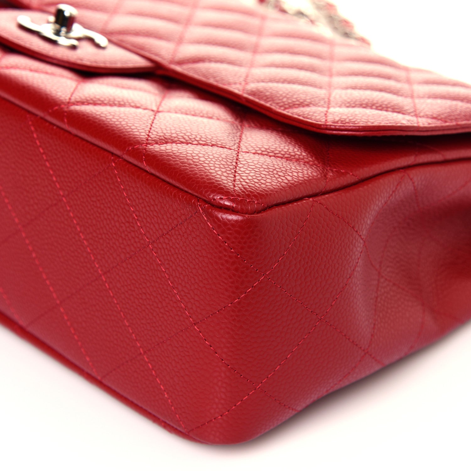Chanel Caviar Quilted Jumbo Single Flap Red 9 of 13