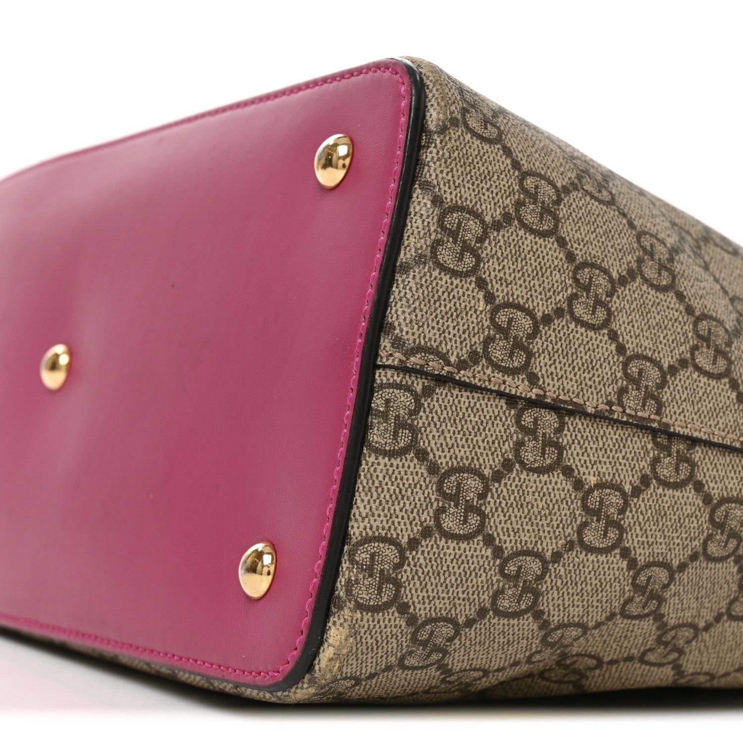 Gucci GG Supreme Monogram Linea A Foldover Tote Beige Hibiscus Red New Rosette 10 of 10