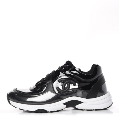 Chanel Patent PVC Womens CC Sneakers 40 Transparent Black 1 of 9
