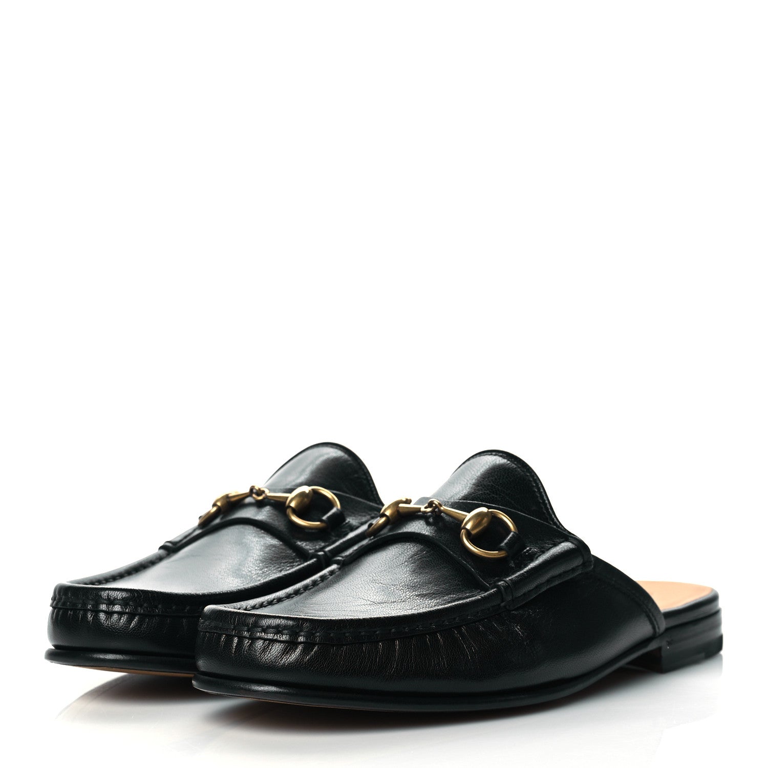 Gucci Goatskin Mens Horsebit Slippers 7.5 Black 3 of 9