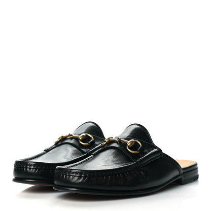 Gucci Goatskin Mens Horsebit Slippers 7.5 Black 3 of 9