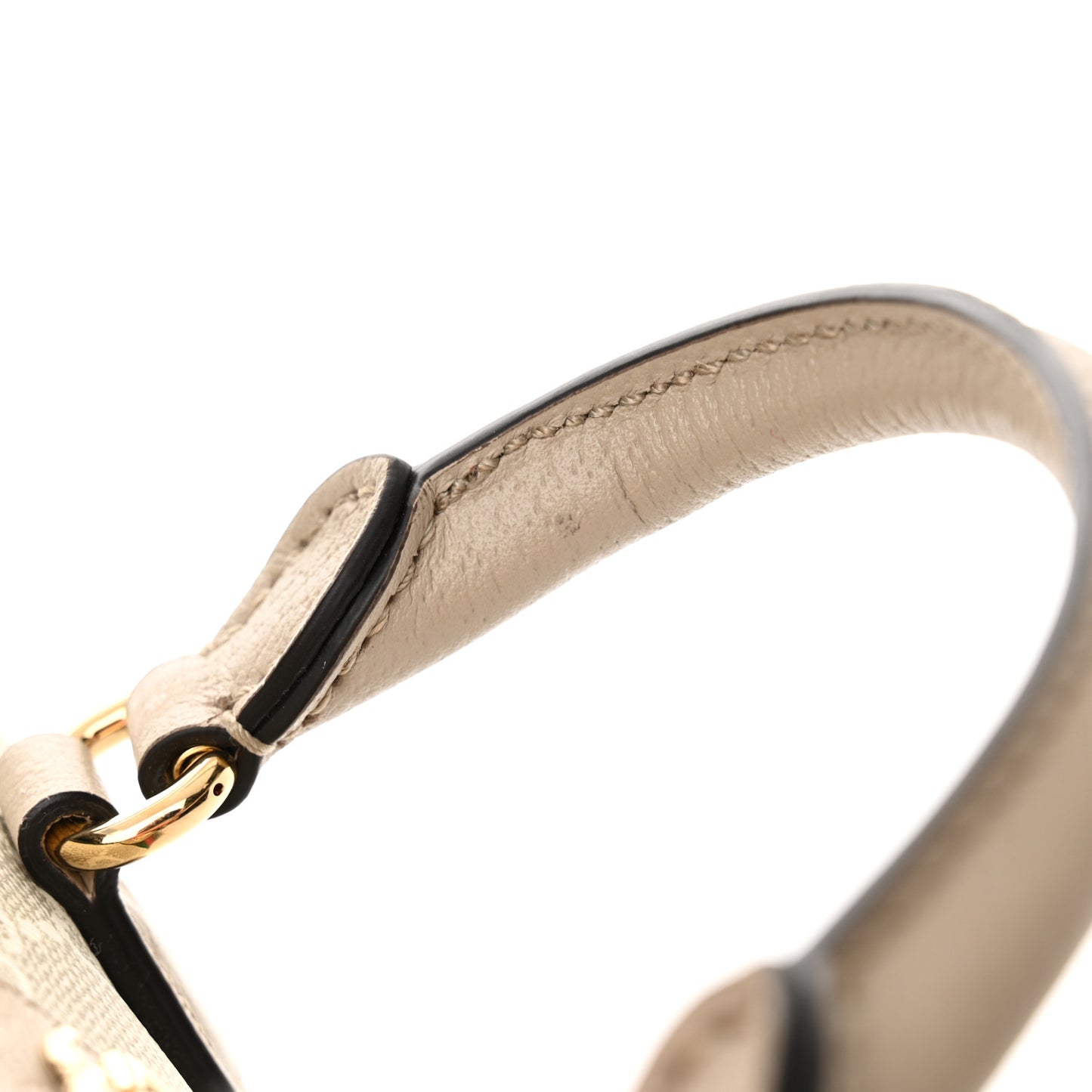 GG Supreme Monogram Textured Dollar Calfskin Web Super Mini Ophidia Top Handle Bowler Bag Beige Mystic White Oatmeal