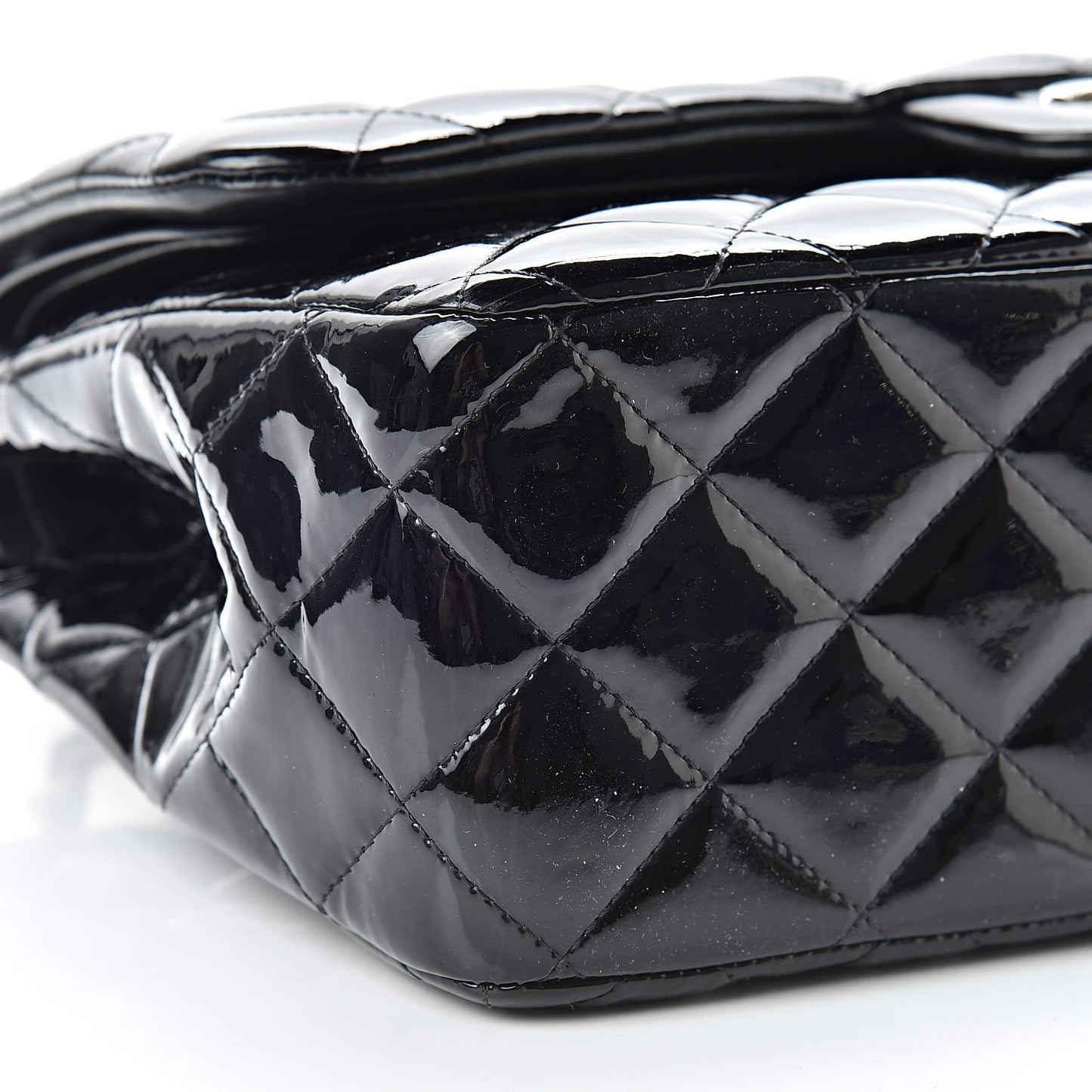 Patent Quilted Jumbo Double Flap Black
