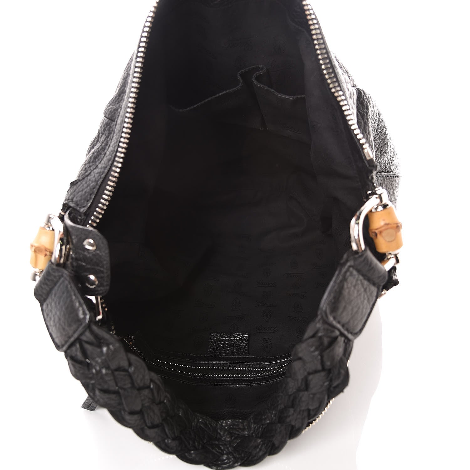 Gucci Grained Calfskin Medium Bamboo Bar Hobo Black 5 of 8