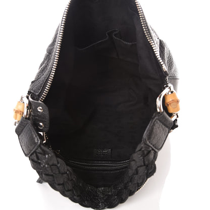 Gucci Grained Calfskin Medium Bamboo Bar Hobo Black 5 of 8