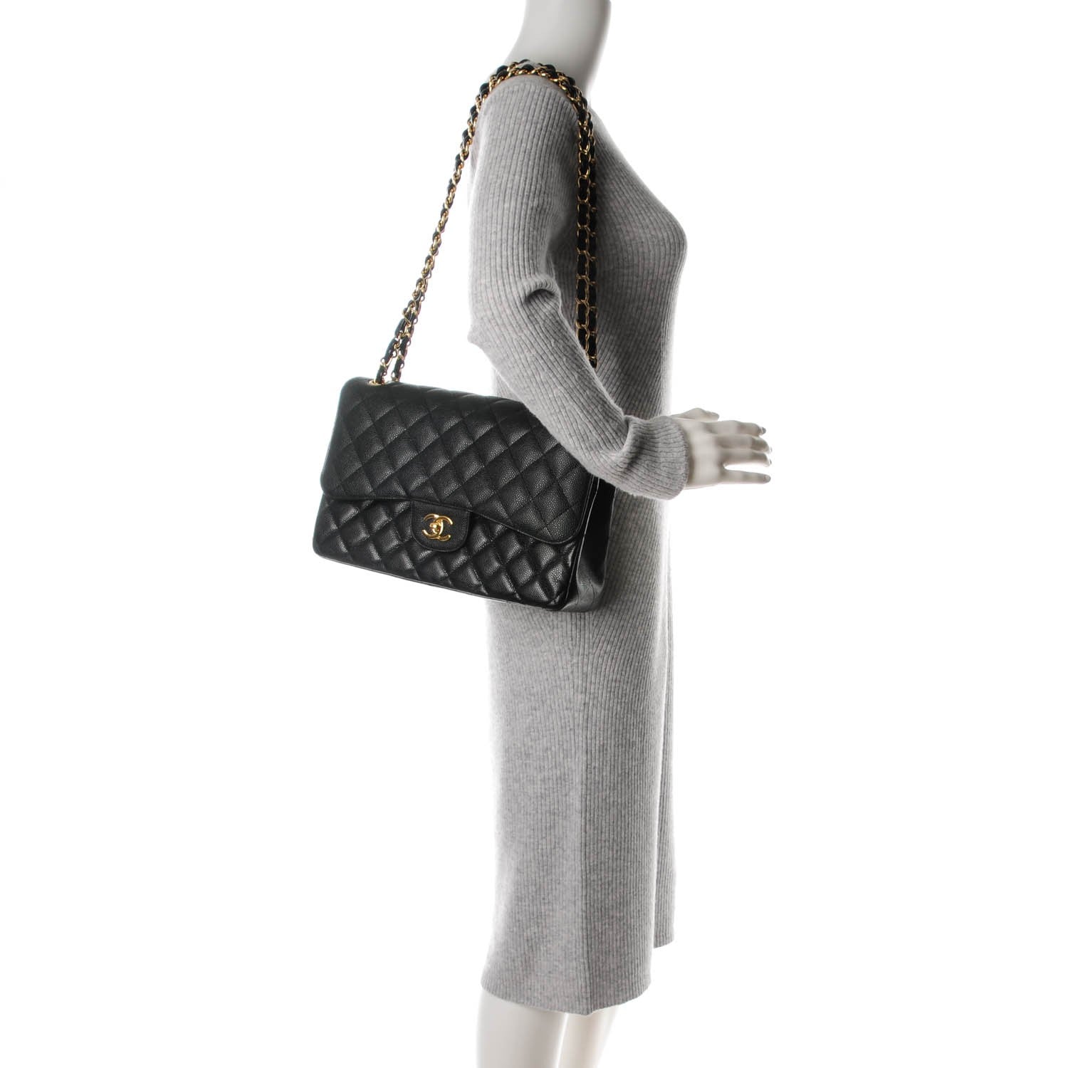 Chanel Caviar Quilted Jumbo Double Flap Black 2 of 10