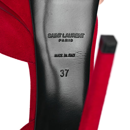 Saint Laurent Suede Janis 105 D'Orsay Pumps 37 New Red 6 of 9