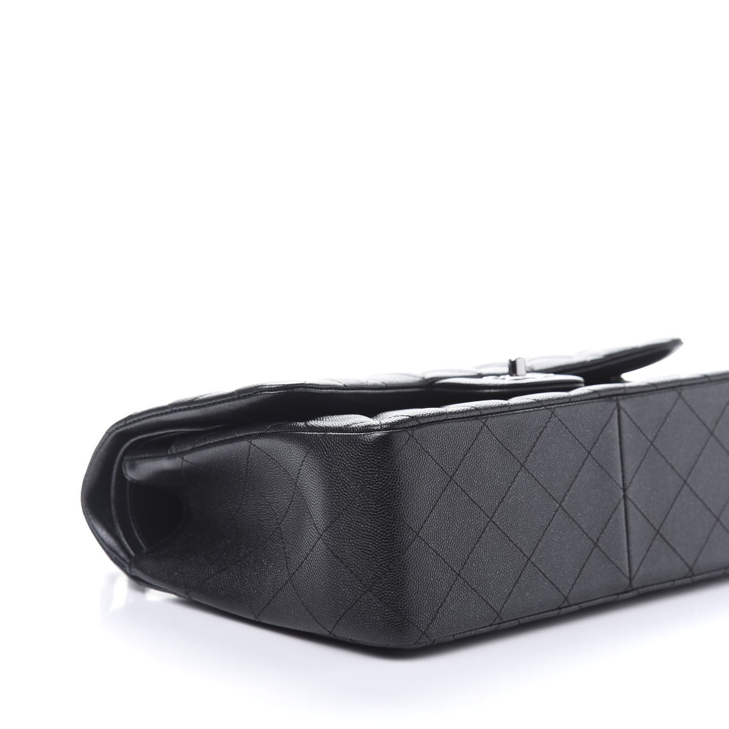 Iridescent Caviar Quilted Jumbo Double Flap Black