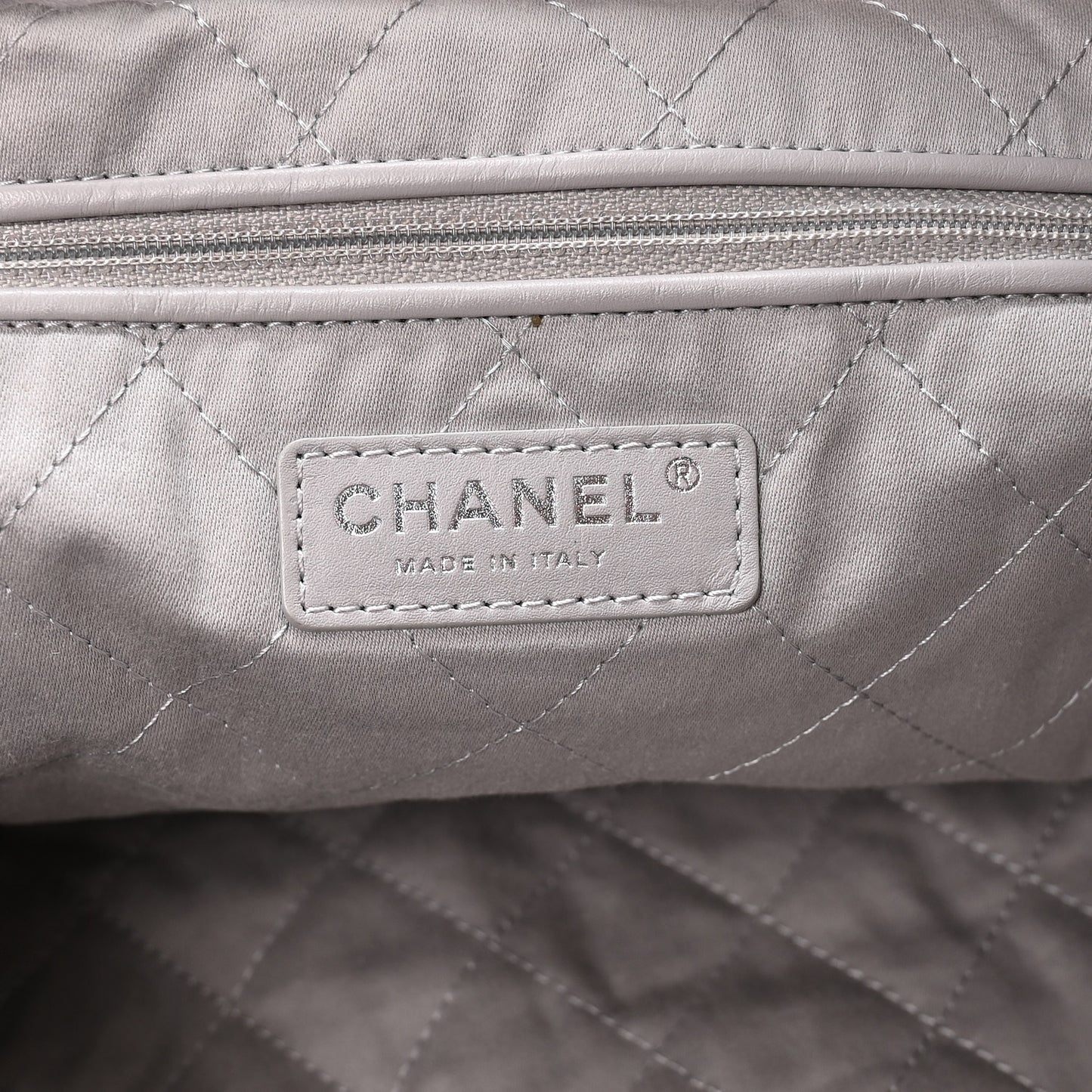 Shiny Calfskin Quilted Chanel 22 Grey