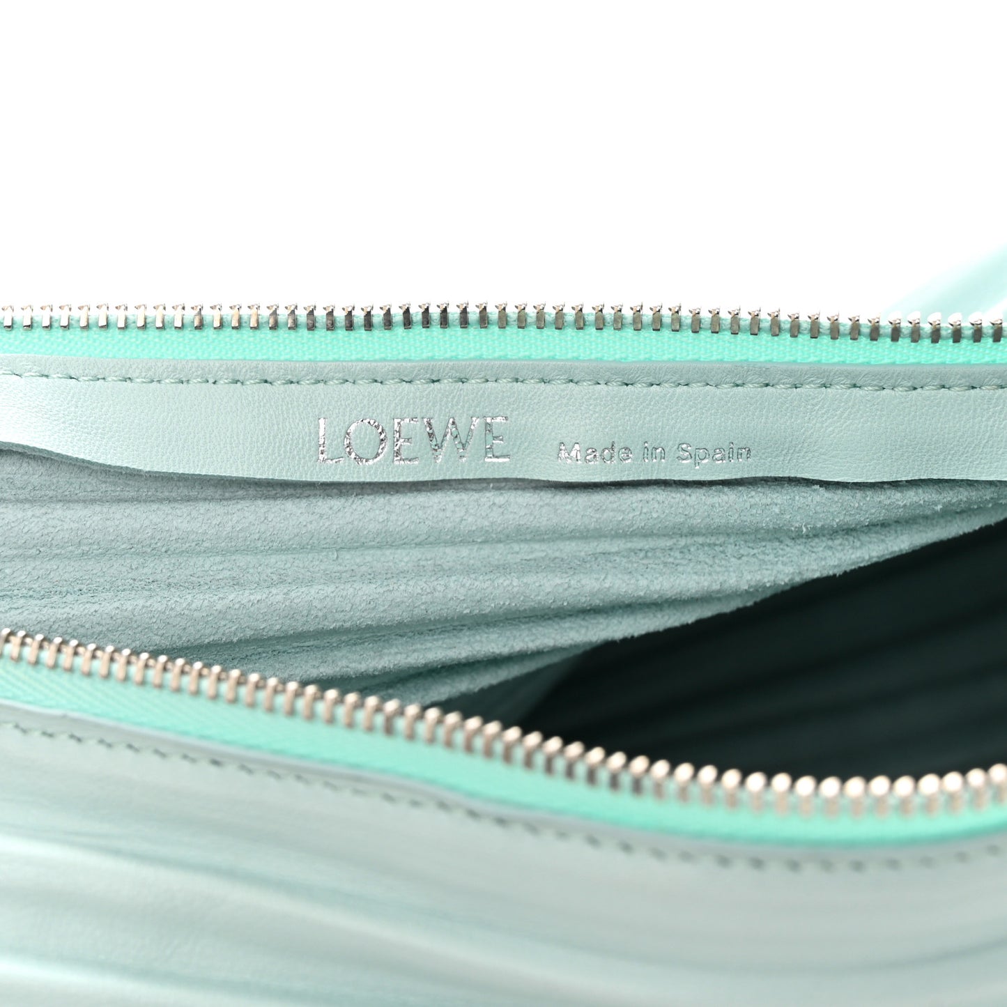 Lambskin Pleated Bracelet Pouch Shoulder Bag Blue Iceberg
