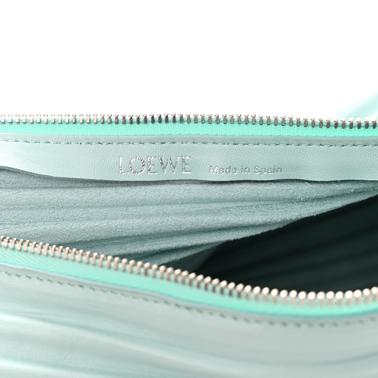 Loewe Lambskin Pleated Bracelet Pouch Shoulder Bag Blue Iceberg 6 of 9