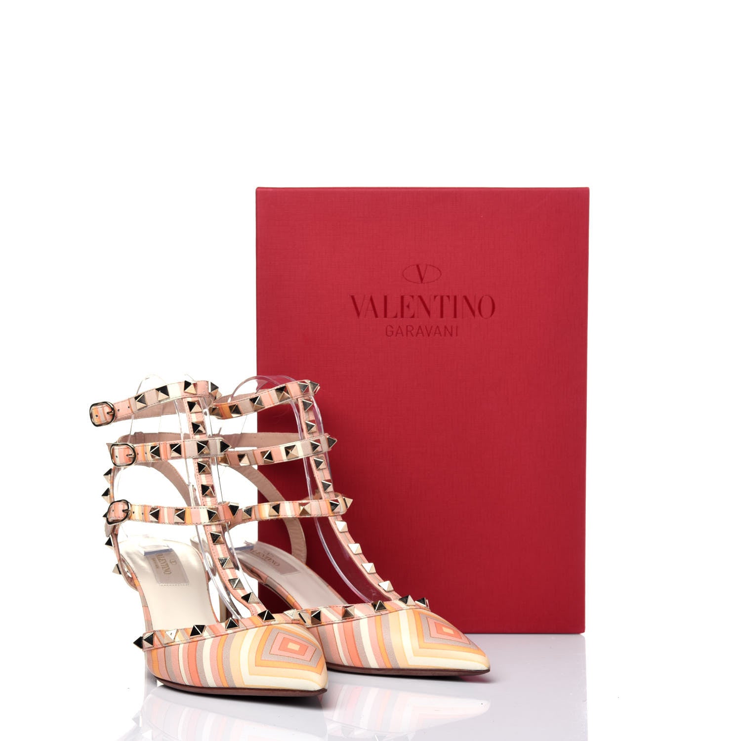 Valentino Garavani Nappa Native Couture 1975 Rockstud Ankle Strap 65mm Pumps 38 Mandarin Sorbet 11 of 11