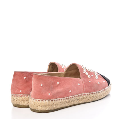 Chanel Suede Pearl CC Espadrilles 37 Pink 4 of 19
