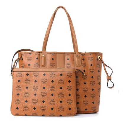 MCM Visetos Medium Liz Reversible Shopper Tote Cognac 1 of 14