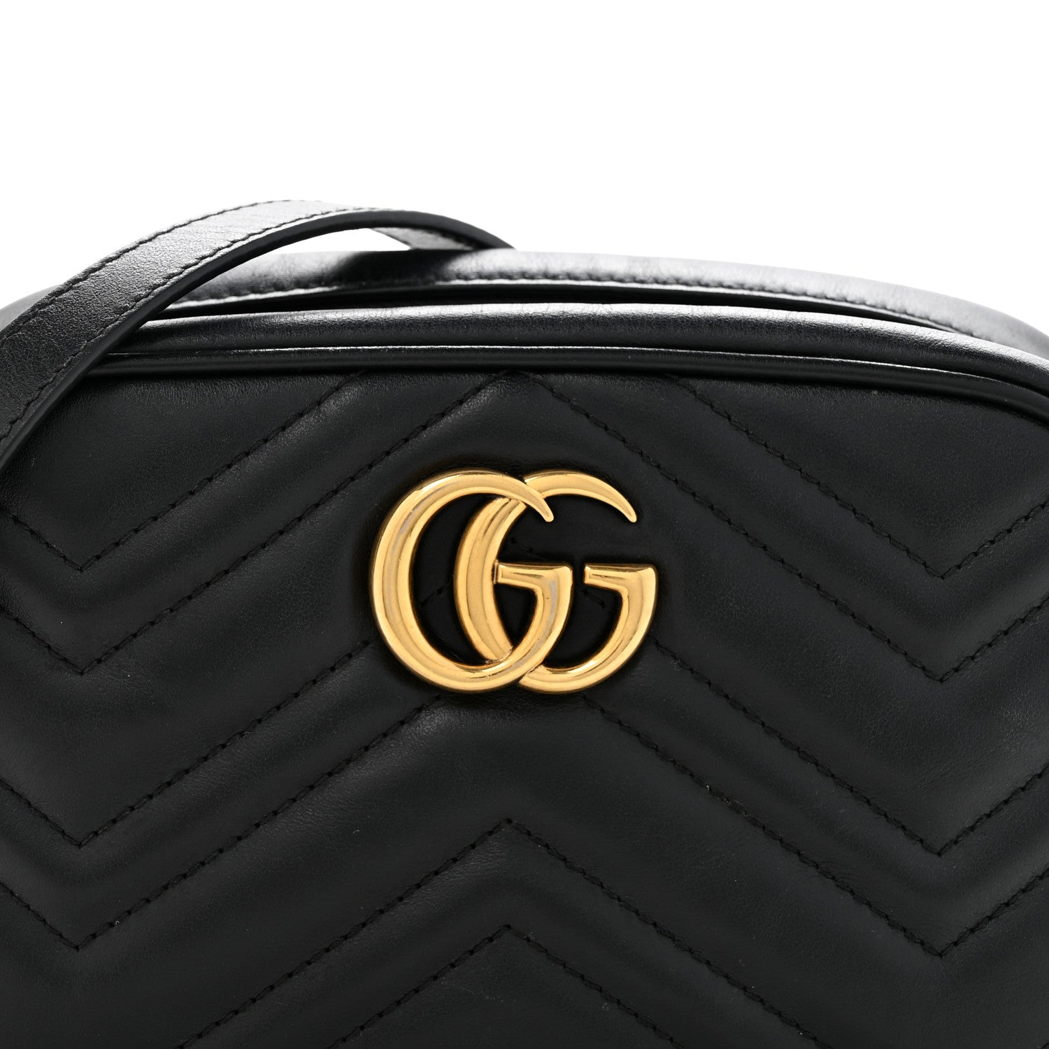 Gucci Calfskin Matelasse Mini GG Marmont Chain Shoulder Bag Black 8 of 14