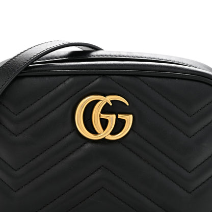 Gucci Calfskin Matelasse Mini GG Marmont Chain Shoulder Bag Black 8 of 14