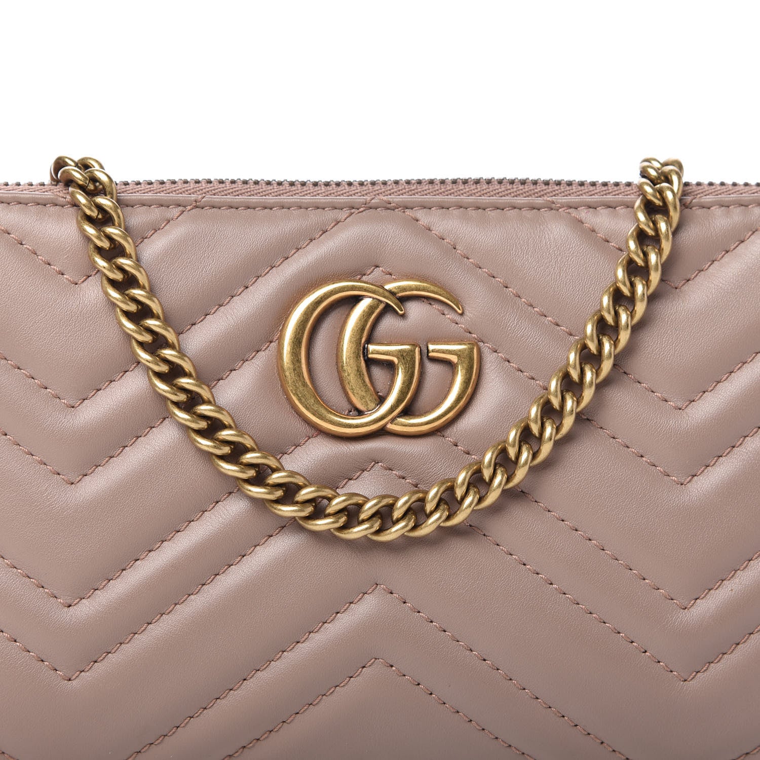 Gucci Calfskin Matelasse Mini GG Marmont Chain Bag Porcelain Rose 10 of 13