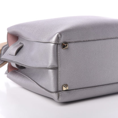MCM Metallic Grained Calfskin Medium Milla Tote Spike Silver 9 of 10