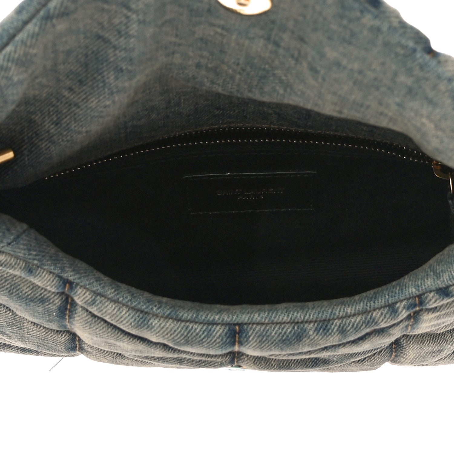 Saint Laurent Denim Quilted Small Loulou Puffer Monogram Chain Satchel Blue Cinnamon 5 of 9