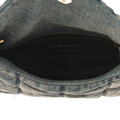 Saint Laurent Denim Quilted Small Loulou Puffer Monogram Chain Satchel Blue Cinnamon 5 of 9