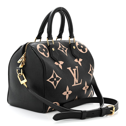 Louis Vuitton Empreinte Monogram Giant Speedy Bandouliere 25 Black Beige 3 of 11
