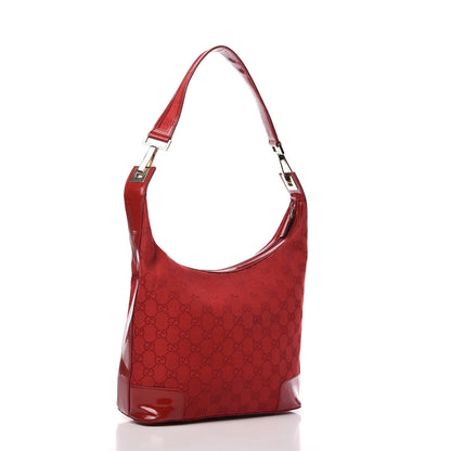 Gucci Canvas Patent Monogram Shoulder Bag Red 3 of 11