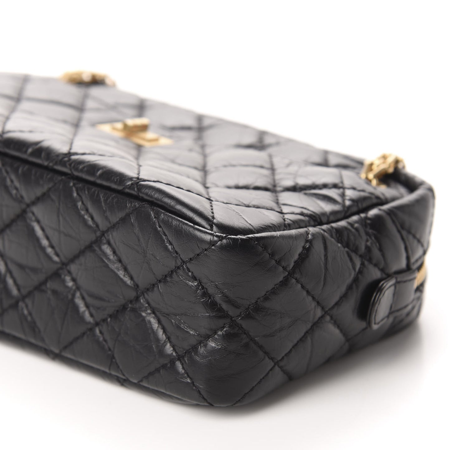 Aged Calfskin Quilted Medium Reissue Camera Case Black