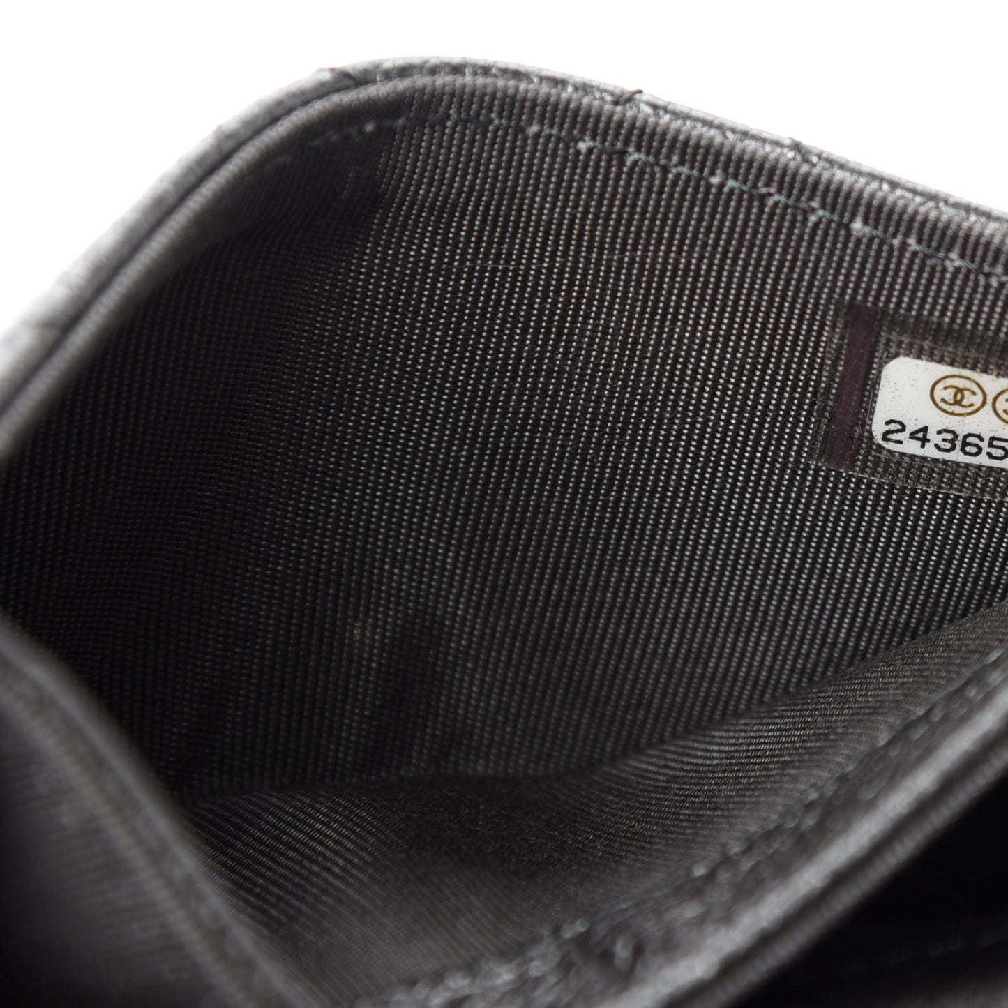 Metallic Calfskin Quilted Reissue Flap Card Holder Charcoal