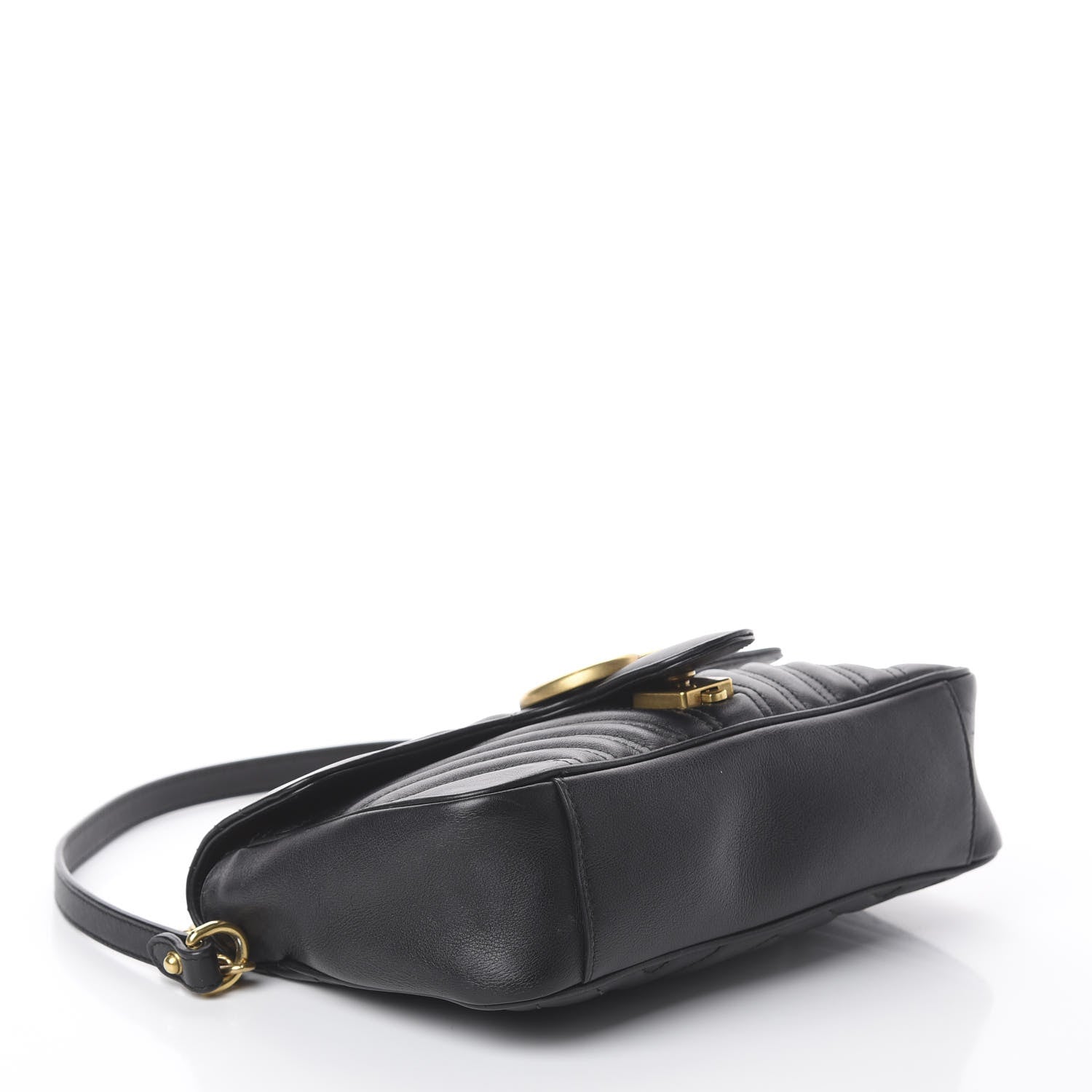 Gucci Calfskin Matelasse Small GG Marmont Shoulder Bag Black 3 of 8