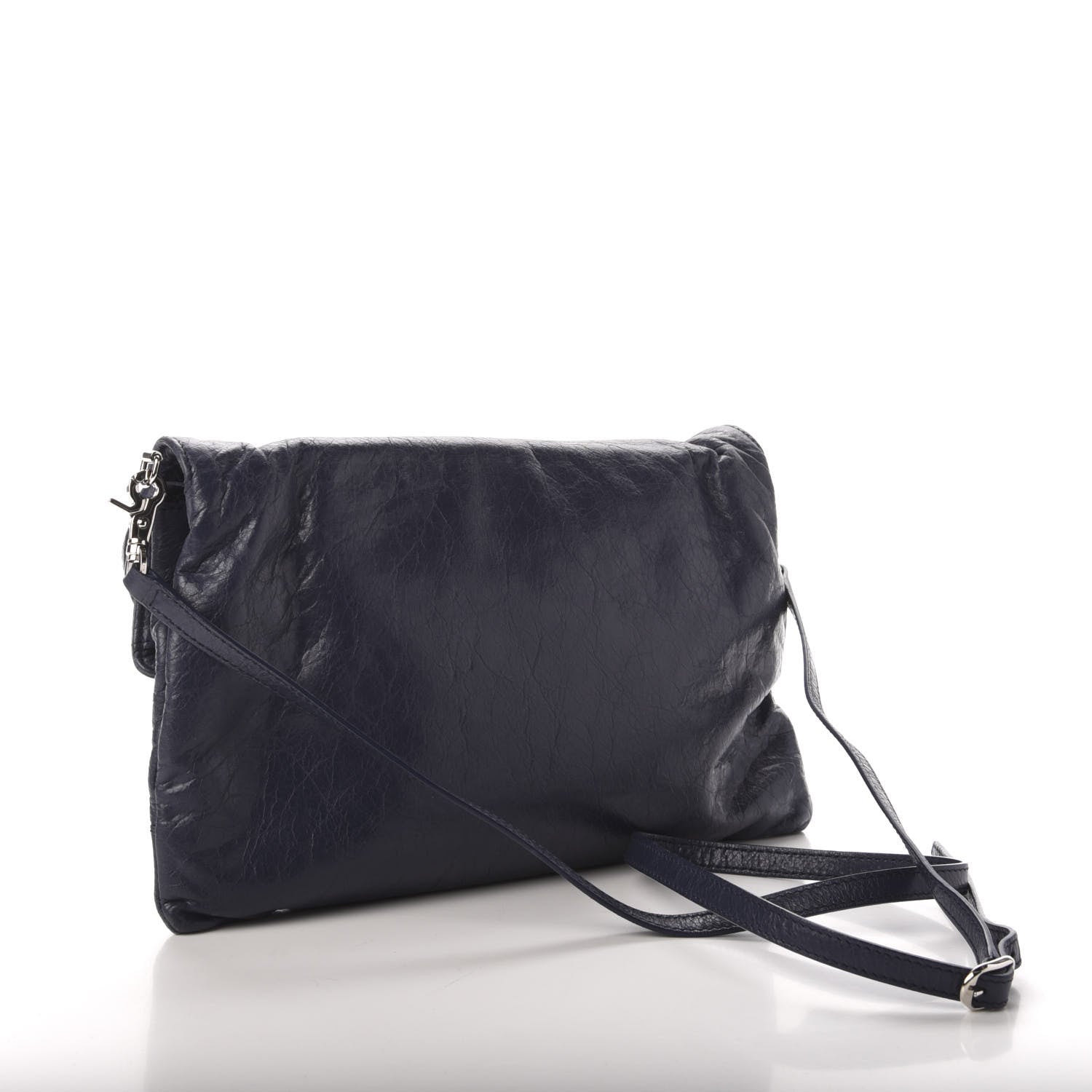 Balenciaga Agneau Classic Silver Hardware Envelope Strap Clutch Bleu Obscur 4 of 12