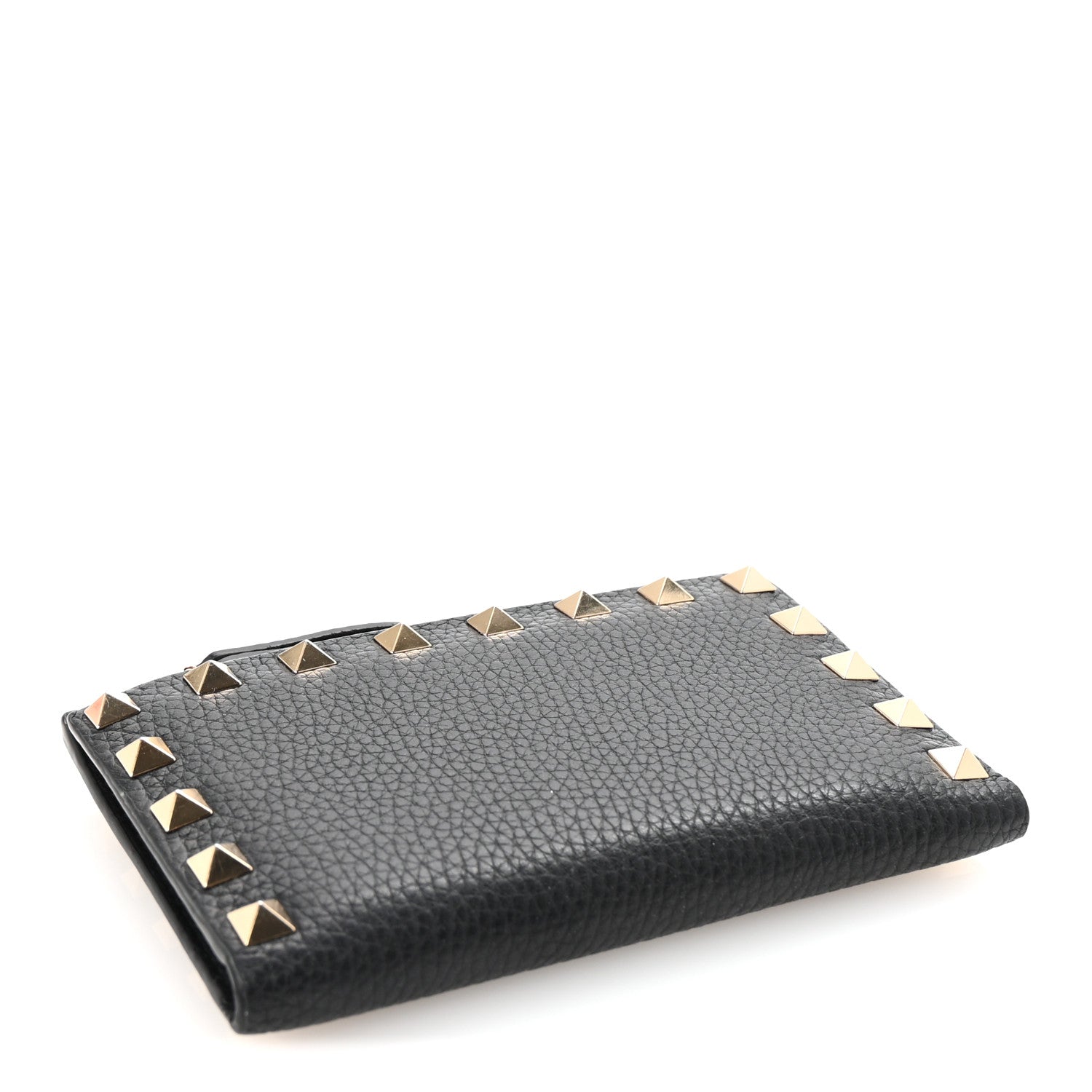 Valentino Garavani Grainy Calfskin Rockstud Coin Purse Card Holder Black 4 of 7