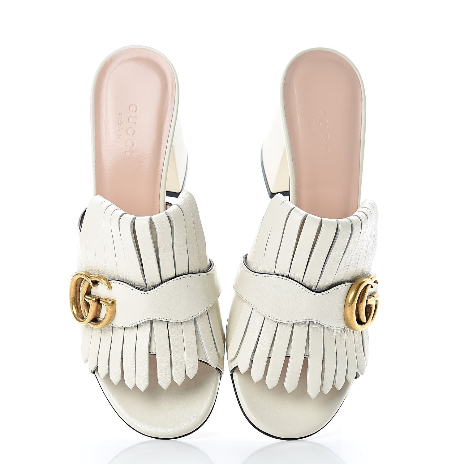 Gucci Malaga Kid GG Marmont Fringe 75mm Slide Sandals 37 Mystic White 5 of 9