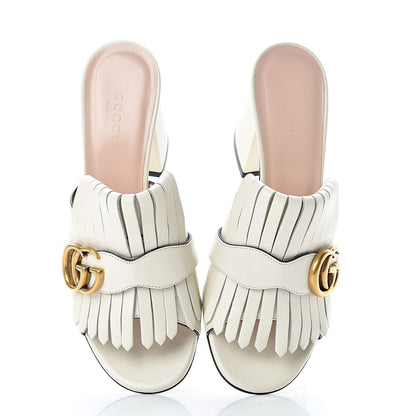 Gucci Malaga Kid GG Marmont Fringe 75mm Slide Sandals 37 Mystic White 5 of 9