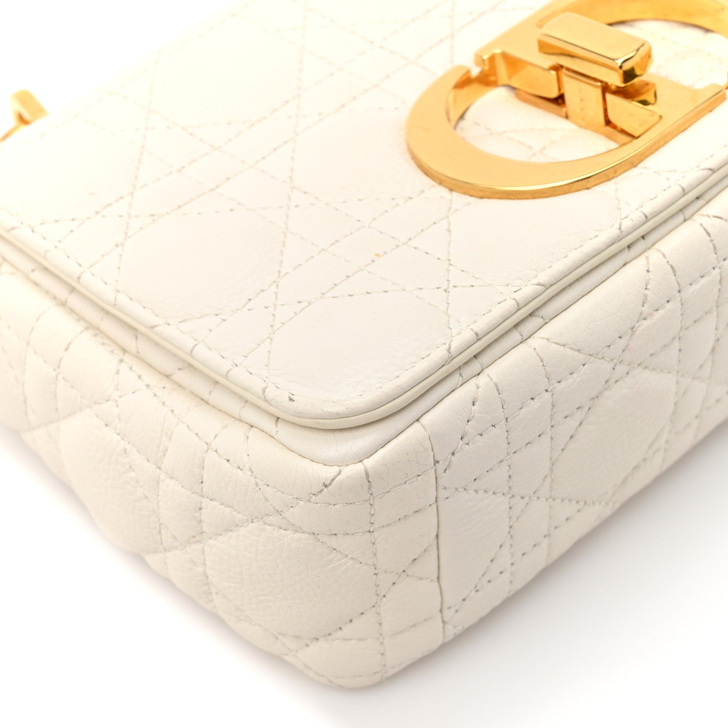 Christian Dior Grained Calfskin Cannage Small Caro Bag White 10 of 14