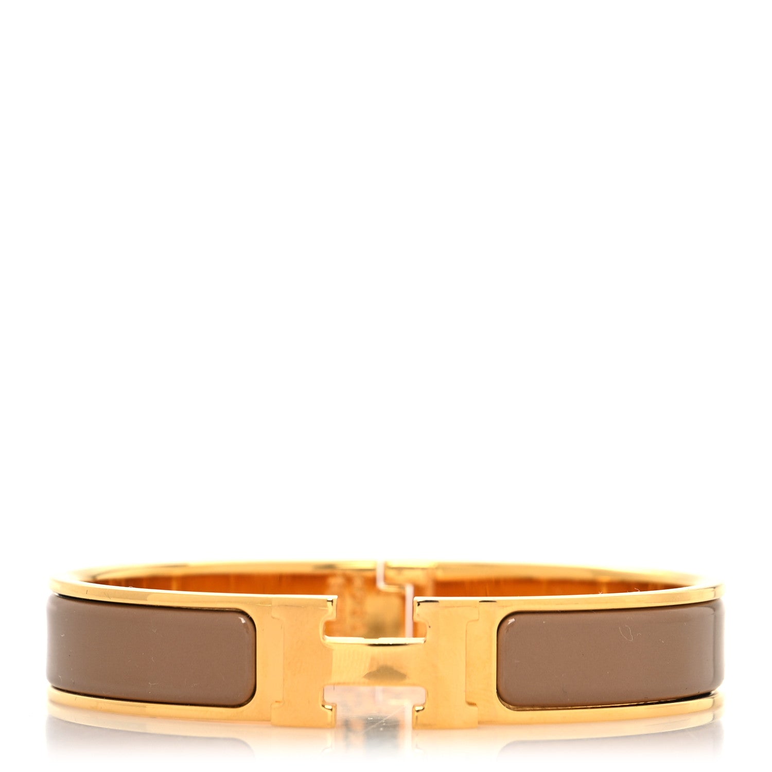 Hermes Enamel Narrow Clic Clac H Bracelet PM Marron Glace 1 of 5