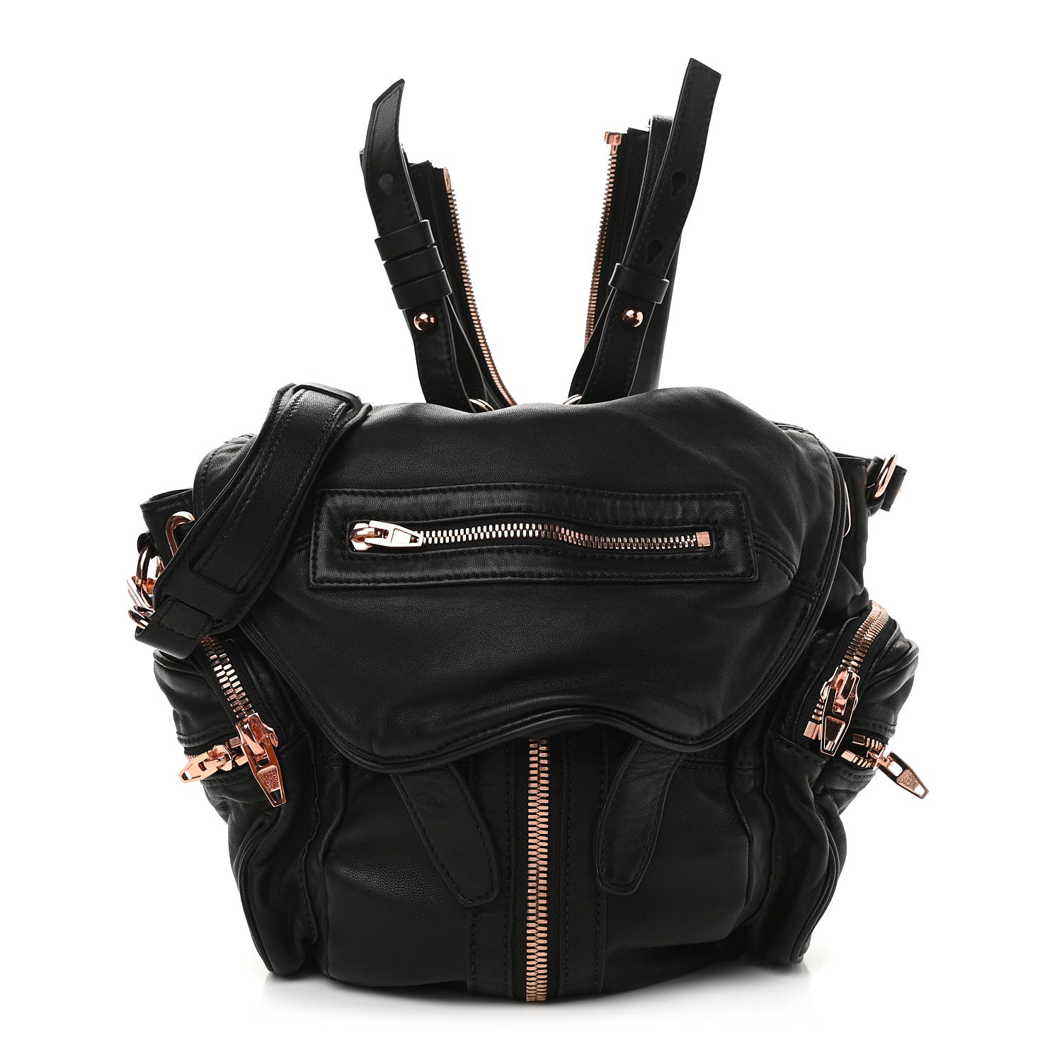 Alexander Wang Lambskin Marti Backpack Bag Washed Black Rose Gold Hardware 1 of 10