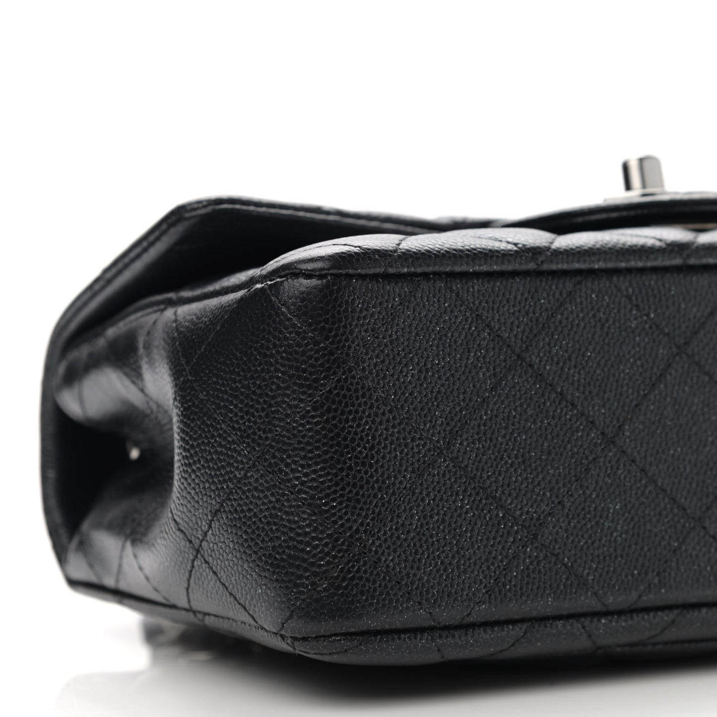 Iridescent Caviar Quilted Mini Rectangular Flap Black