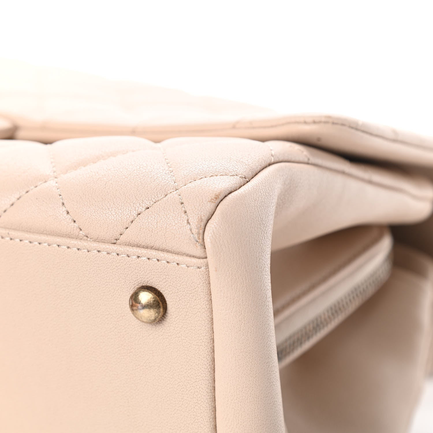 Chanel Shiny Sheepskin Quilted Large Trapezio Flap Beige 10 of 13