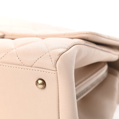 Chanel Shiny Sheepskin Quilted Large Trapezio Flap Beige 10 of 13