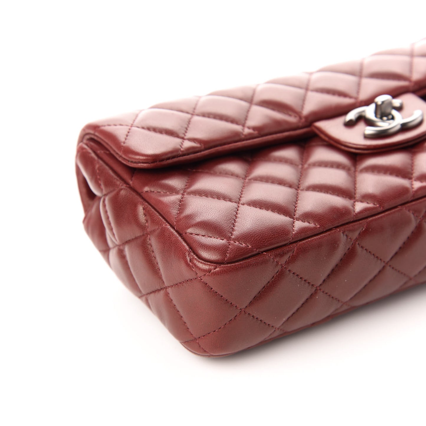 Lambskin Quilted East West Flap Dark Red