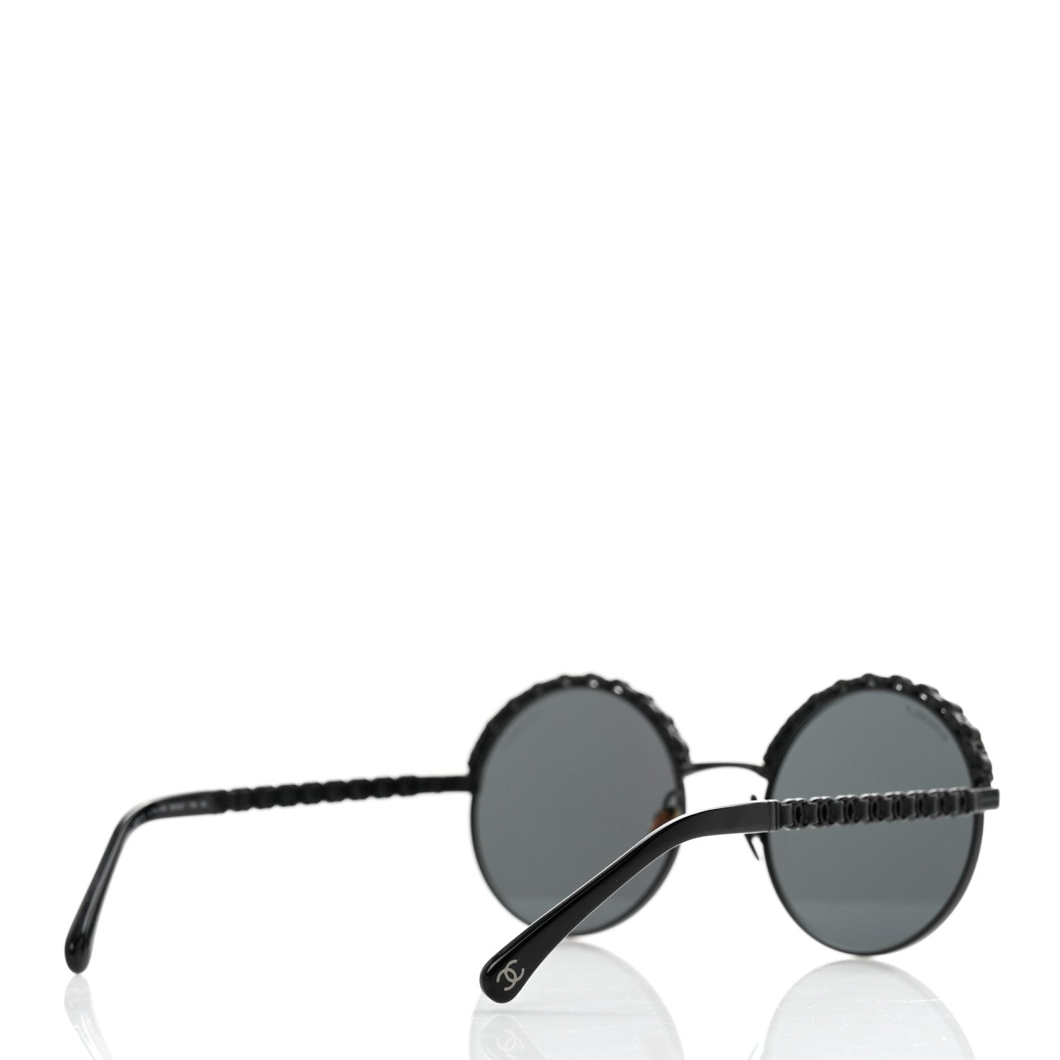 Chanel Metal Calfskin Round Chain Sunglasses 4265-Q Black 4 of 8