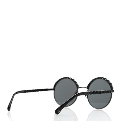Chanel Metal Calfskin Round Chain Sunglasses 4265-Q Black 4 of 8