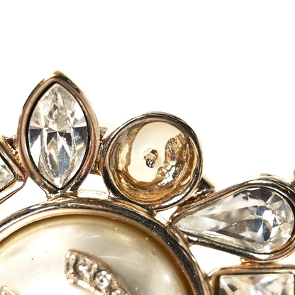 Chanel Metal Glass Pearl Strass Snowfall Necklace Light Gold 6 of 6